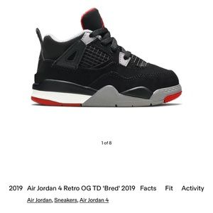 Air Jordan 4 Retro (TD) 2019 Bred Sneaker